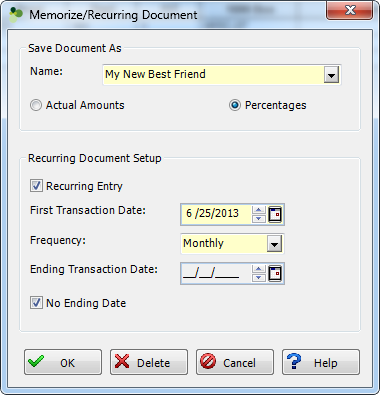 Memorize Recurring Document